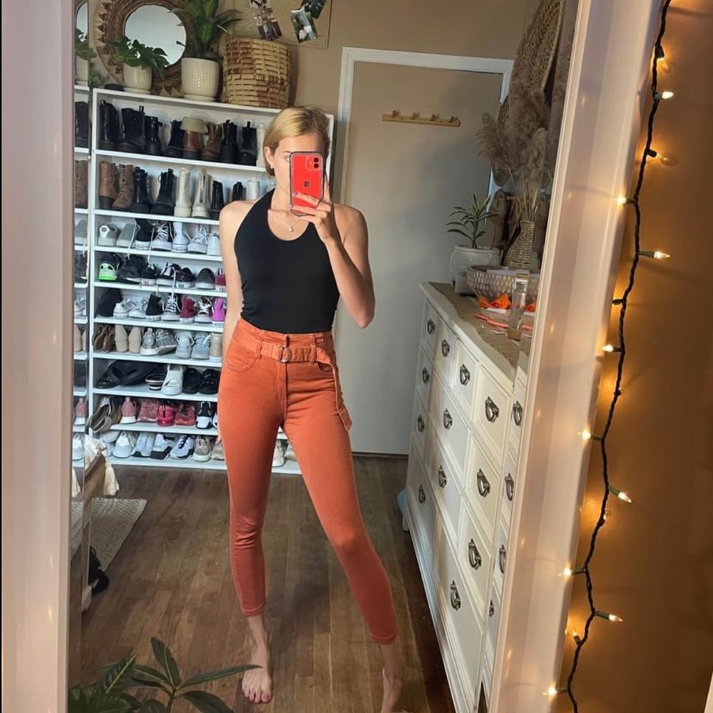 Berksha High Waisted Burnt Orange Pants